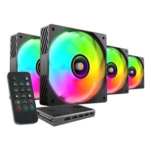 KIT 4xVENTILADOR INTERNO ARGB MARS GAMING MF3DPROKIT NEGRO 120mm ARGB HUB RF REMOTE