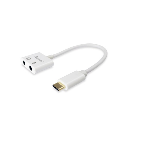 CABLE ADAPTADOR USB-C A AUDIO 2 JACK 3.5MM HEMBRA PARA AURICULAR Y  MICROFONO, Cables