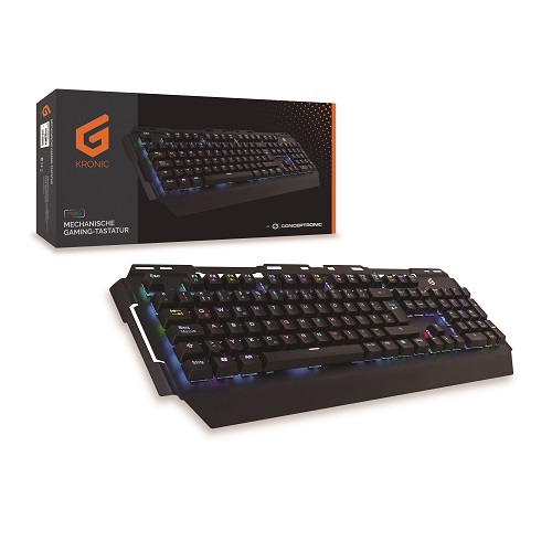TECLADO GAMING MECANICO CONCEPTRONIC KRONIC01 RETROILUMINADO RGB USB 8 TECLAS PROGRAMAS