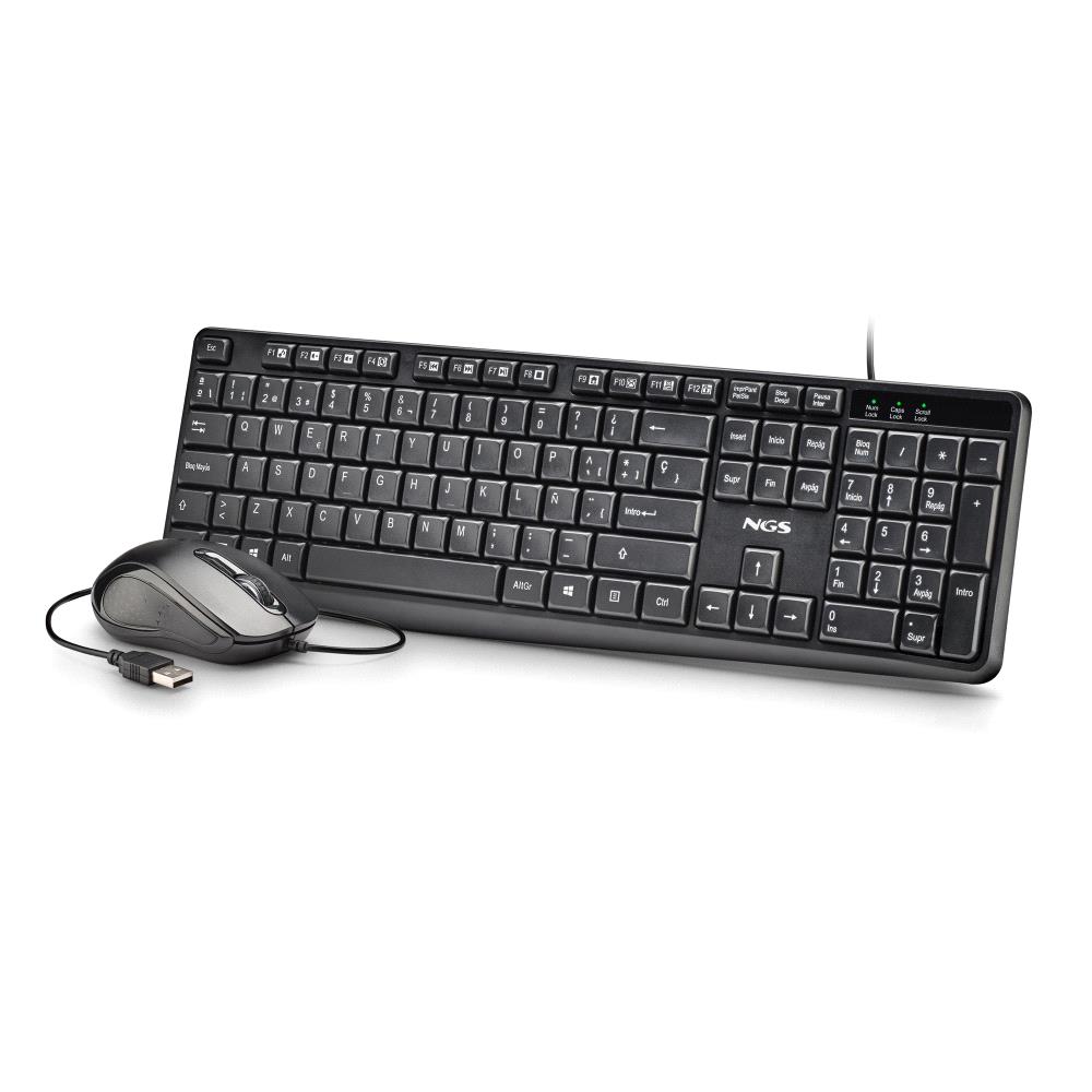 COMBO TECLADO/RATON NGS COCOA KIT V2 USB NEGRO