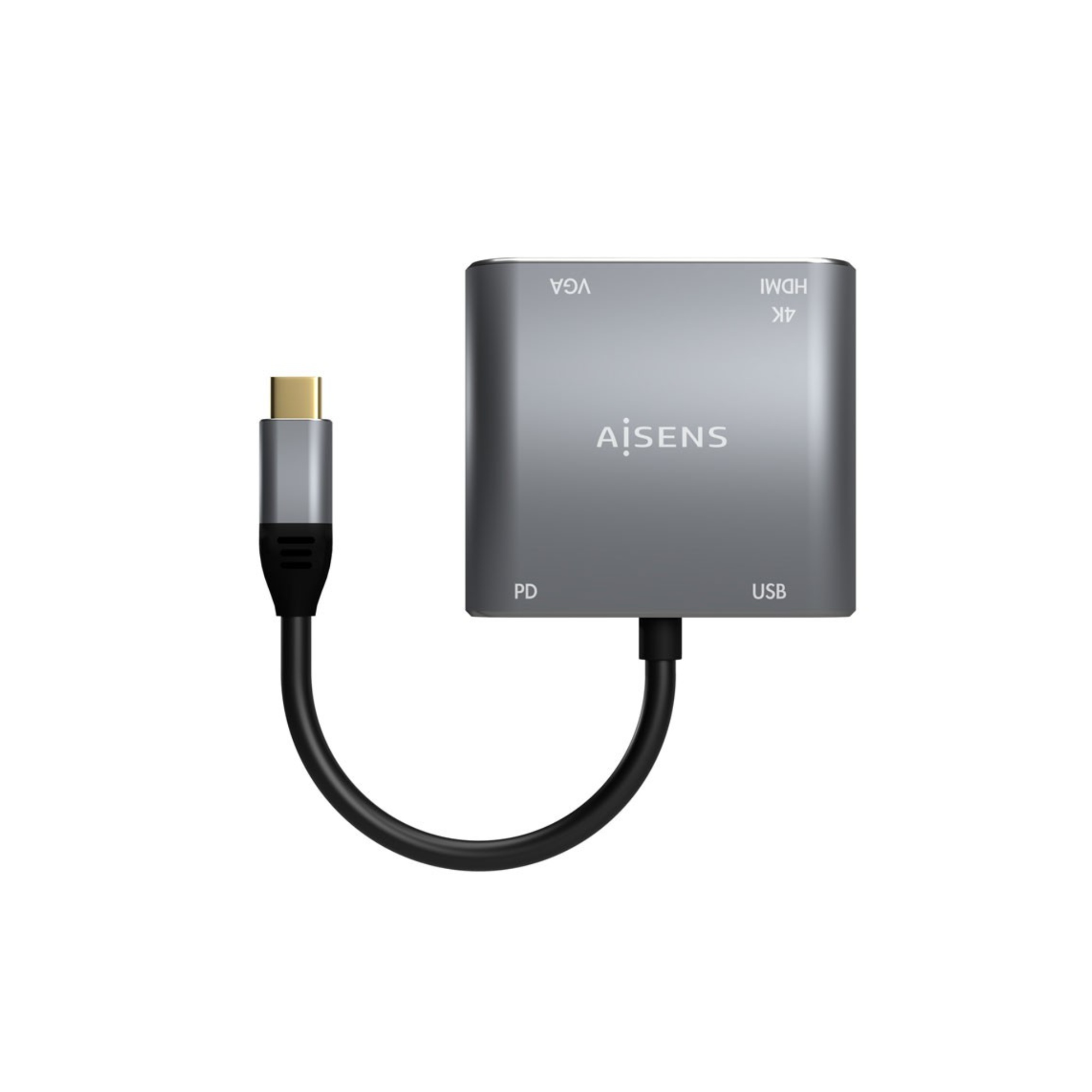 CONVERSOR USB-C A VGA H-HDMI 4K H-USB-A 3.0 H-USB-C PD H GRIS 15CM A109-0626