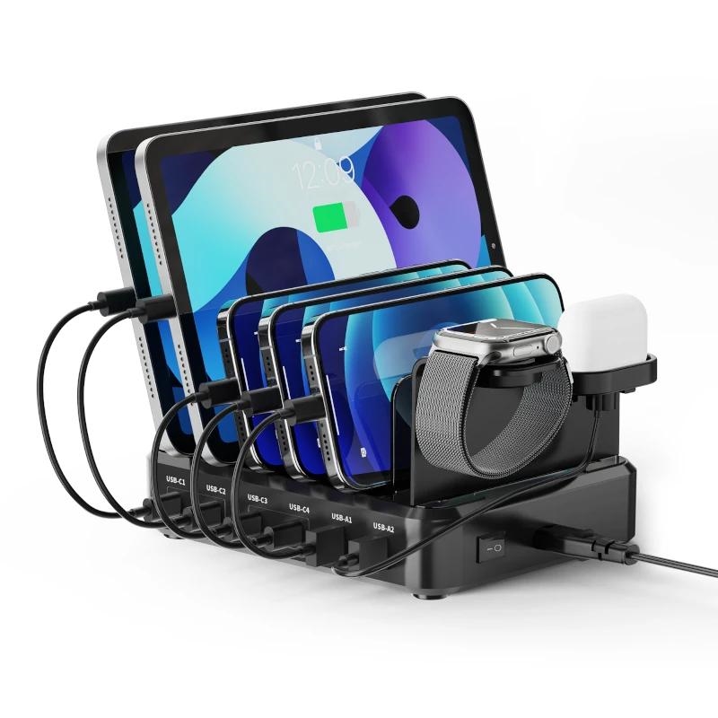 Ewent estación de carga 6 USB 130W para reloj y auriculares