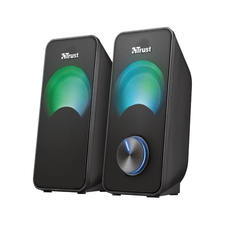 ALTAVOCES TRUST 2.0 ARYS RGB 6W RMS 12W MAX AUTOALIMENTADO USB LED  COLOR NEGRO 23120