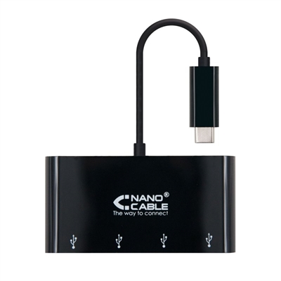 ADAPTADOR USB-C A 4XUSB 3. USB-CM-USB 3H NEGRO 10 CM NANOCABLE 10.16.4401-BK