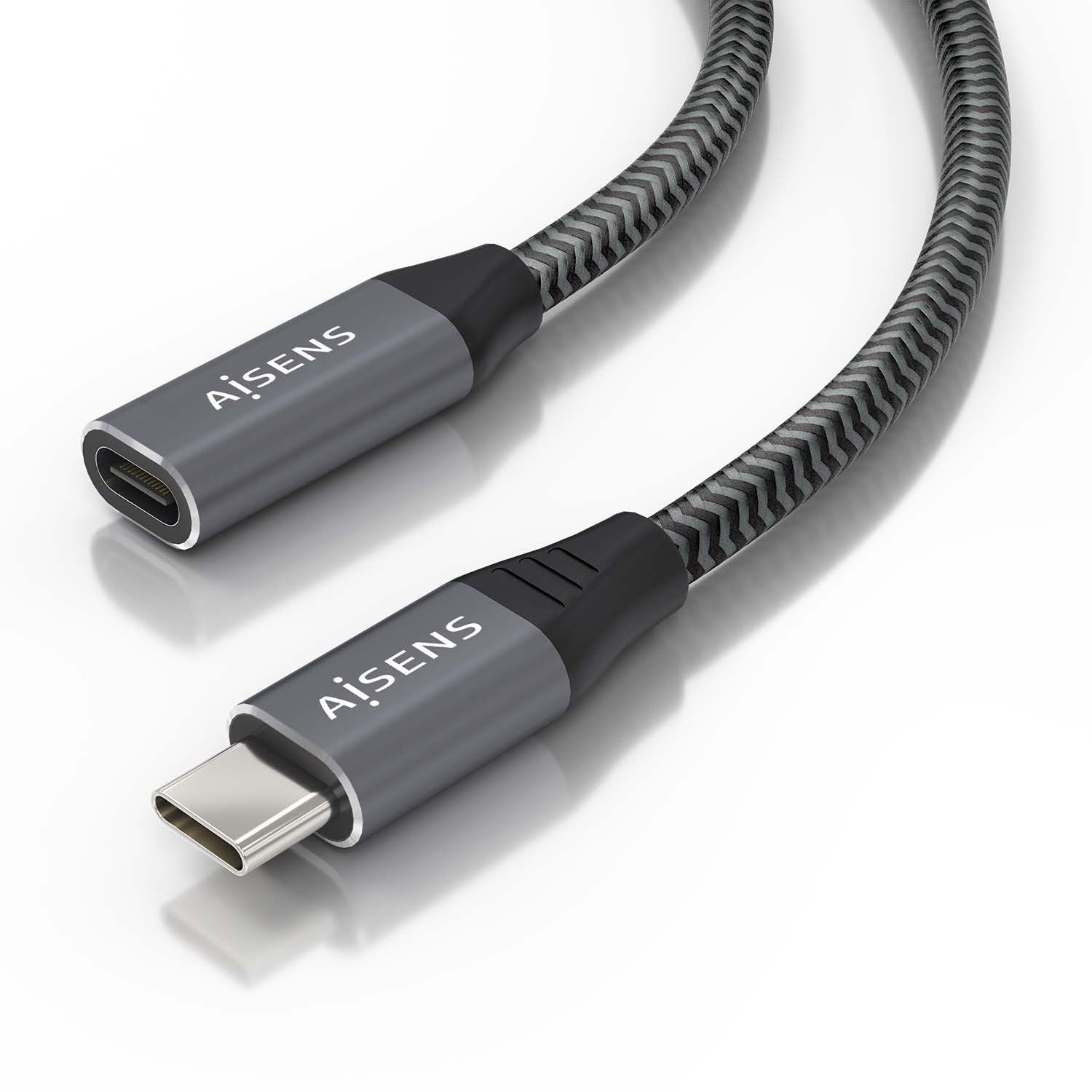 CABLE USB-C 3.2 Gen2x2 100W 8K 30Hz Gris 0.5m AISENS A107-0760