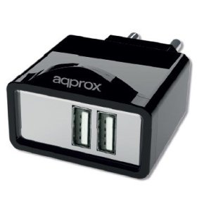 Cargador USB Approx 5V 2.1A con 7 tips - Negro