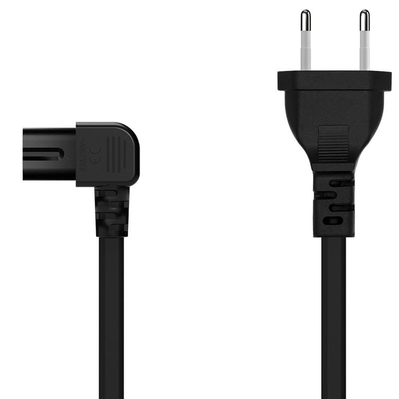 CABLE ALIMENTACION ACODADO FORMA 8 CEE7-16M-C7H NEGRO 3.0M AISENS A132-0599