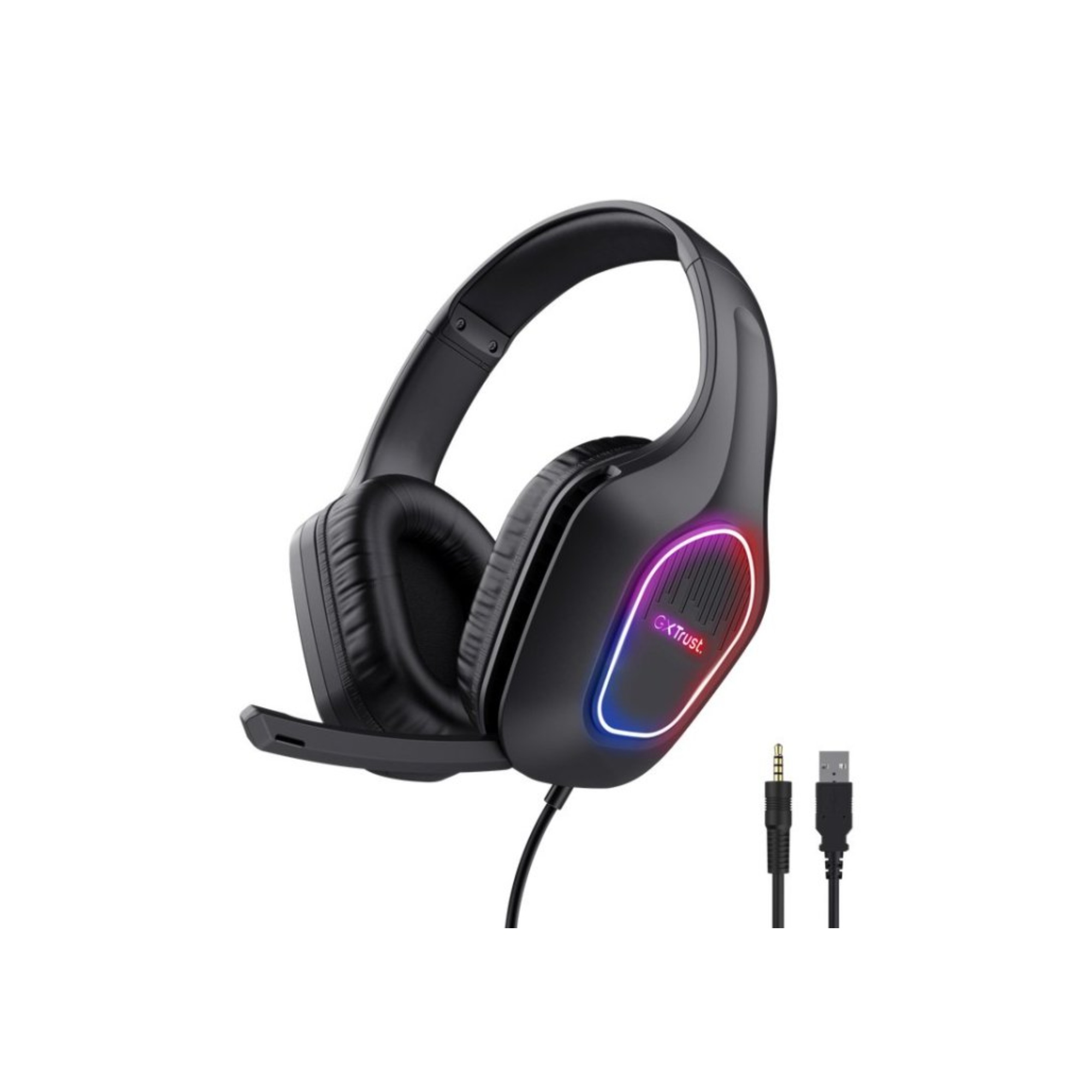 Trust Gaming GXT416 Zirox Auriculares con Conexión 3,5 mm y USB-A Iluminados