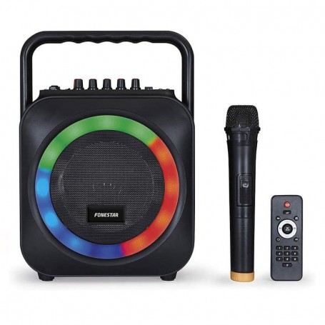 Altavoz Karaoke Negro con 2 Micros + Luz