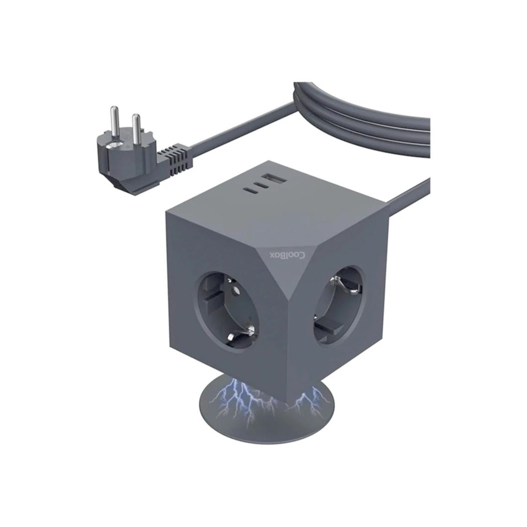 REGLETA COOLBOX 3TOMAS CUBIK MAGNET NEGRA USB-C PD