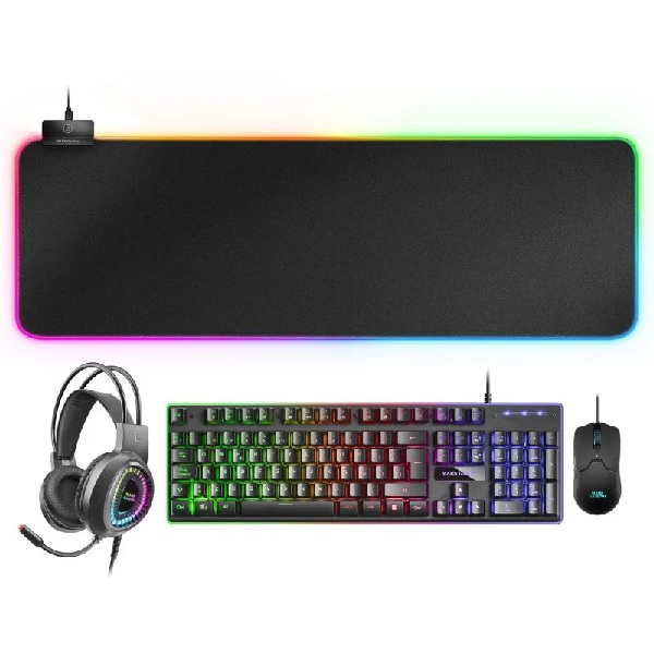 PACK TECLADO MOUSE ALFOMBRILLA Y HEADSET MARS GAMING MCPEX RGB SERIE PROFESIONAL