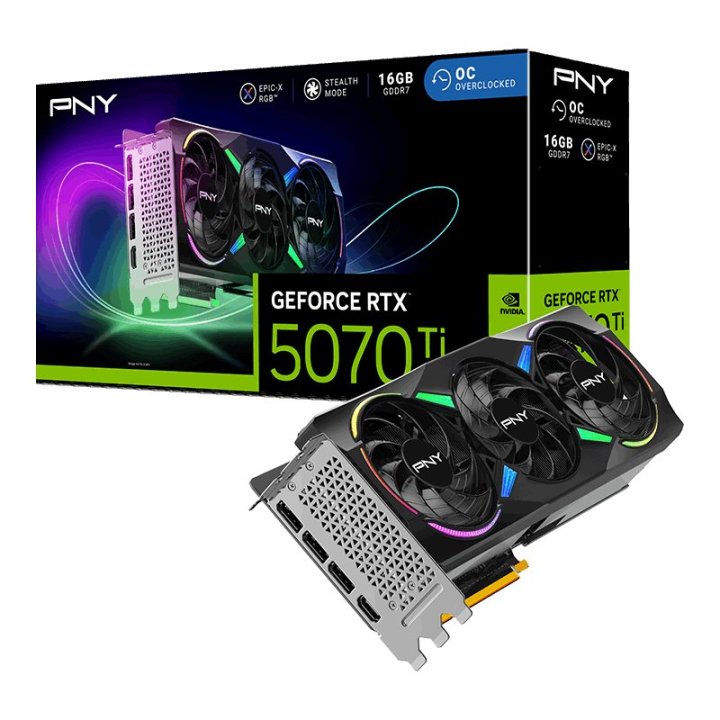 PNY GeForce RTX 5070 Ti 16GB GDDR7 ARGB Epic-X Triple Fan 256bit