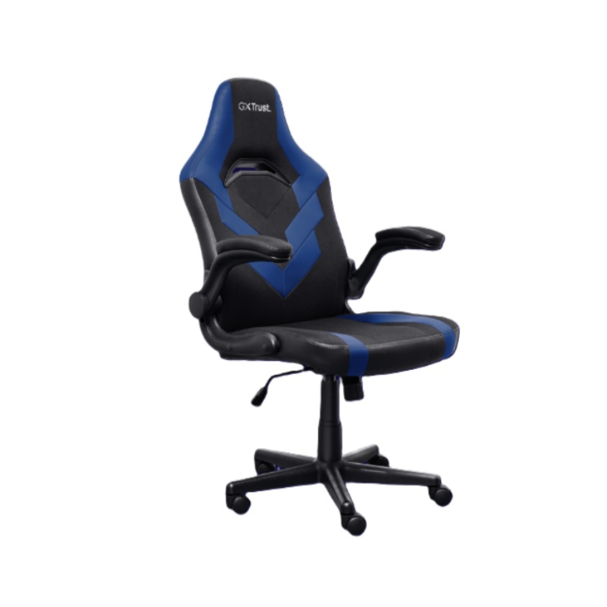 Silla gamer TRUST GXT 703 negra/azul con elevador de gas y reposabrazos abatibles