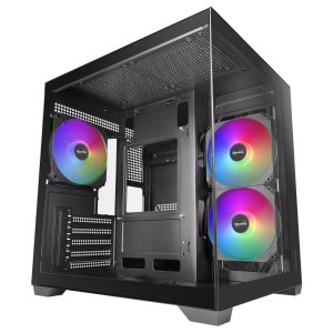 CAJA MICROATX MARS GAMING MC-VIEW3 CRISTAL TEMPLADO PANORAMICO ARGB USB-C NEGRA