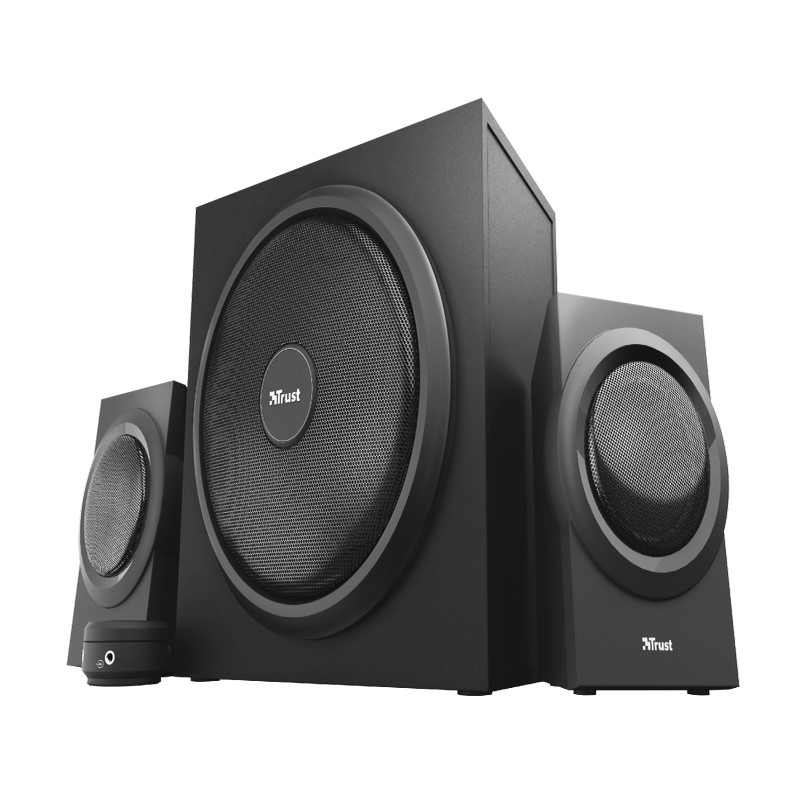 Altavoces Trust 2.1 Yuri 60W RMS - Control de volumen y entrada de línea - Negro