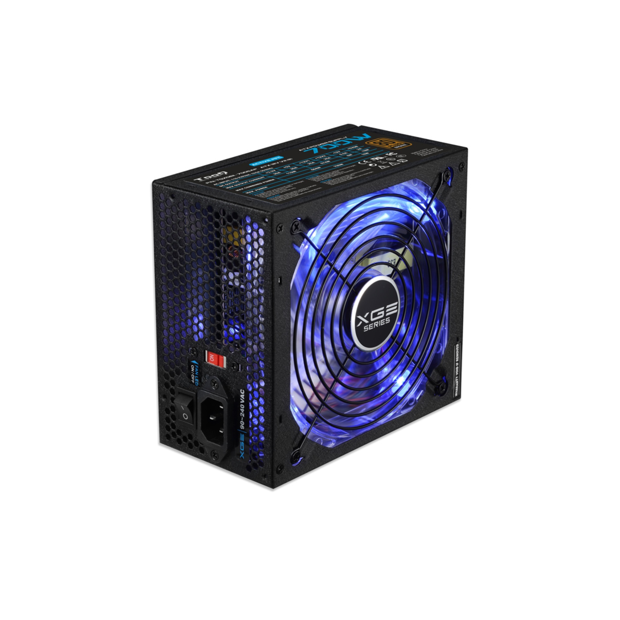 FUENTE ALIMENTACION 700W TOOQ GAMING PFC-ACTIVO 80+ 6SATA 14CM ATX LED AZUL