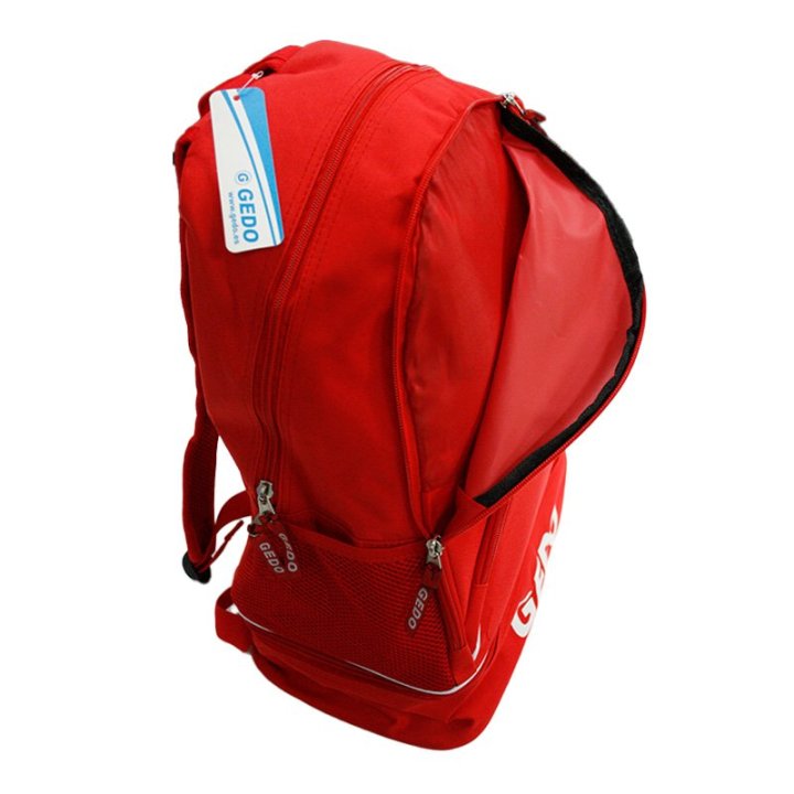 MOCHILA GEDO NAPOLI 4 COMPARTIMIENTOS UNO INFERIOR PARA BOTAS ACOLCHADA COLOR ROJA