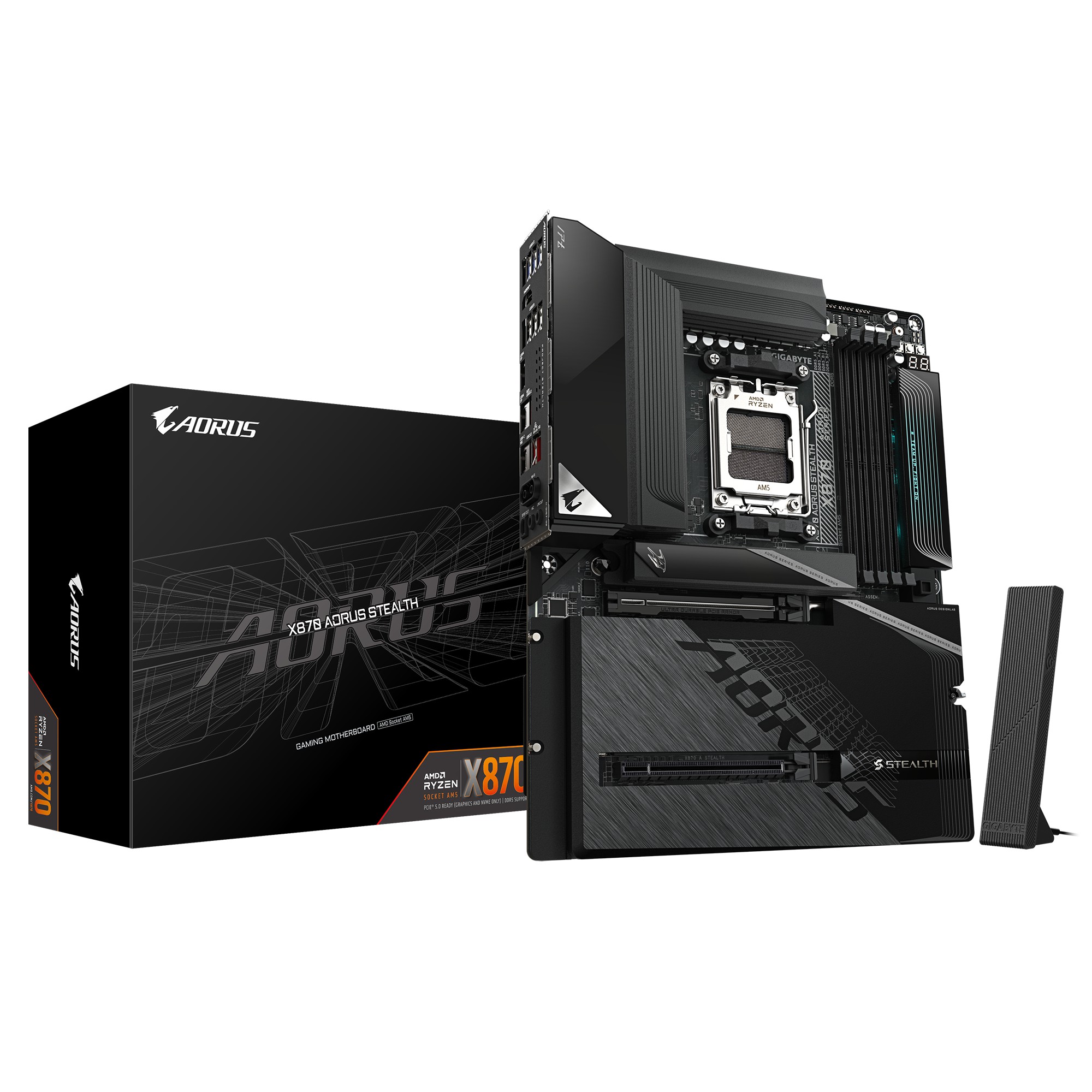Placa Base AMD AM5 GIGABYTE X870 AORUSSTEALTH W7 DDR5 PCIE5 SATA3 M2 ATX
