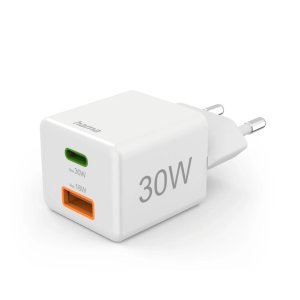 CARGADOR USB GaN HAMA 00201992 30W 1xUSB-C PD 1xUSB-A COLOR BLANCO