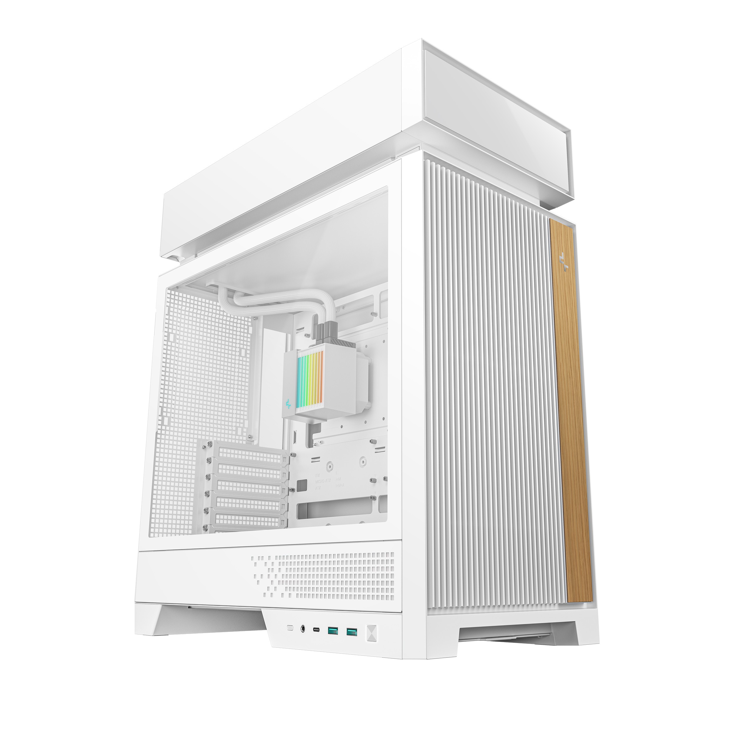 CAJA ATX SEMITORRE DEEPCOOL CL6600 WH CRISTALTEMPLADO RGB BLANCA Y MADERA