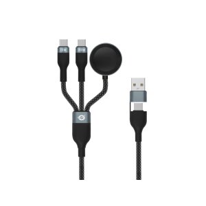 Cable USB-C 3 en 1 1.5m Conceptronic ETTA08B15 100W para carga rápida