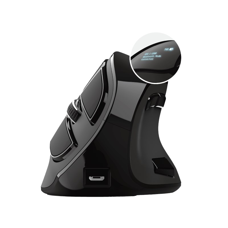 MOUSE TRUST VOXX WIRELESS RECARGABLE ERGONOMIC DISEÑO VERTICAL 1200-2400DPI  9 BOTONES 23731
