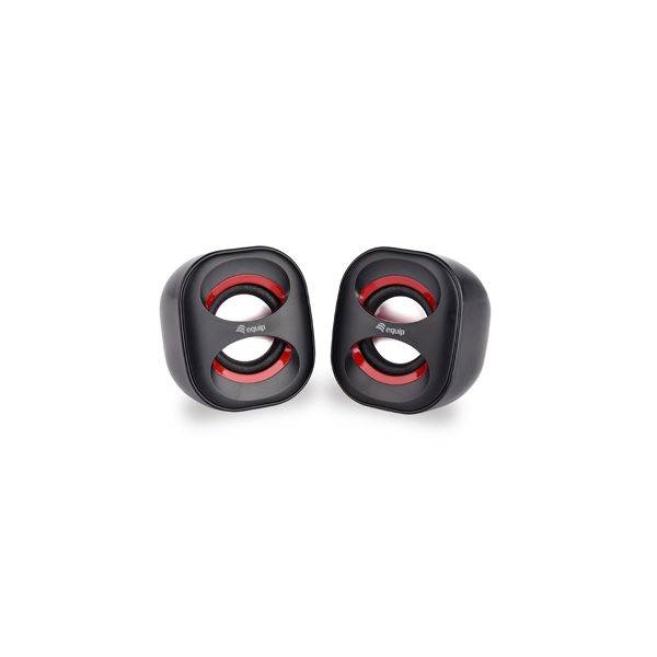 ALTAVOCES 2.0 EQUIP LIFE MINI 6W RMS COLOR NEGRO Y ROJO JACK 3.5" ALIMETANCION USB