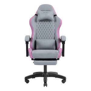 SILLA GAMER MARS GAMING MGCXFSPK FABRIC RECLINABLE REPOSAPIES EXTENSIBLE DISEÑO TEXTIL ROSA PLATA